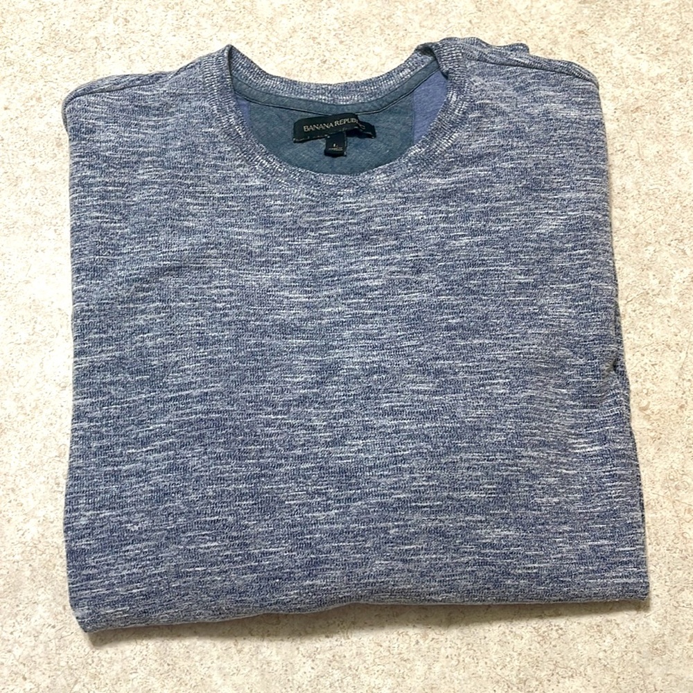 MENS BANANA REPUBLIC DENIM BLUE HEATHER KNIT CREW NECK SWEATER - Picture 5 of 5